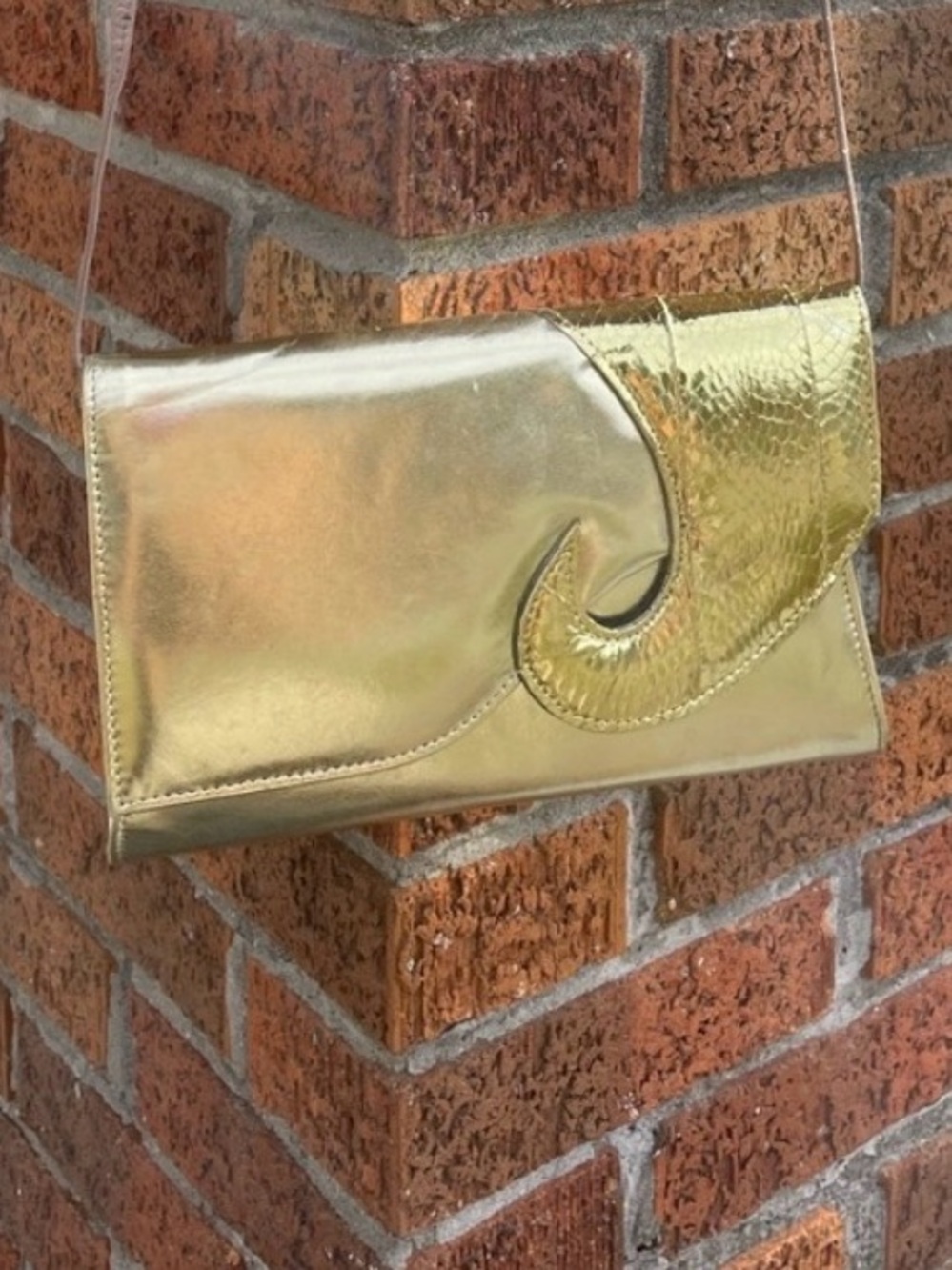 Vintage J. Renee Gold Metallic Clutch Crossbody Bag Y2K